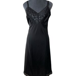 Vintage Artemis Black Lace-Trim Slip Dress - Women Intimates